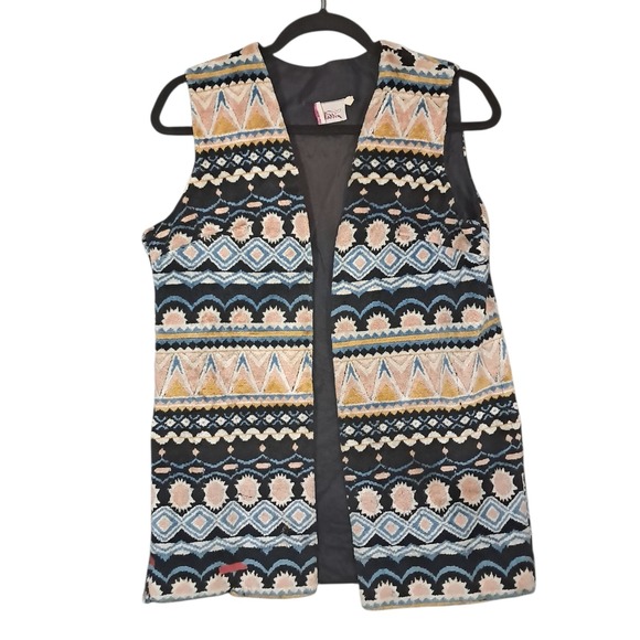 VTG 1970's Aladdin Tapestry Vest Medium Bohemian Artsy Hippie Tribal Terry Cloth - Picture 1 of 11